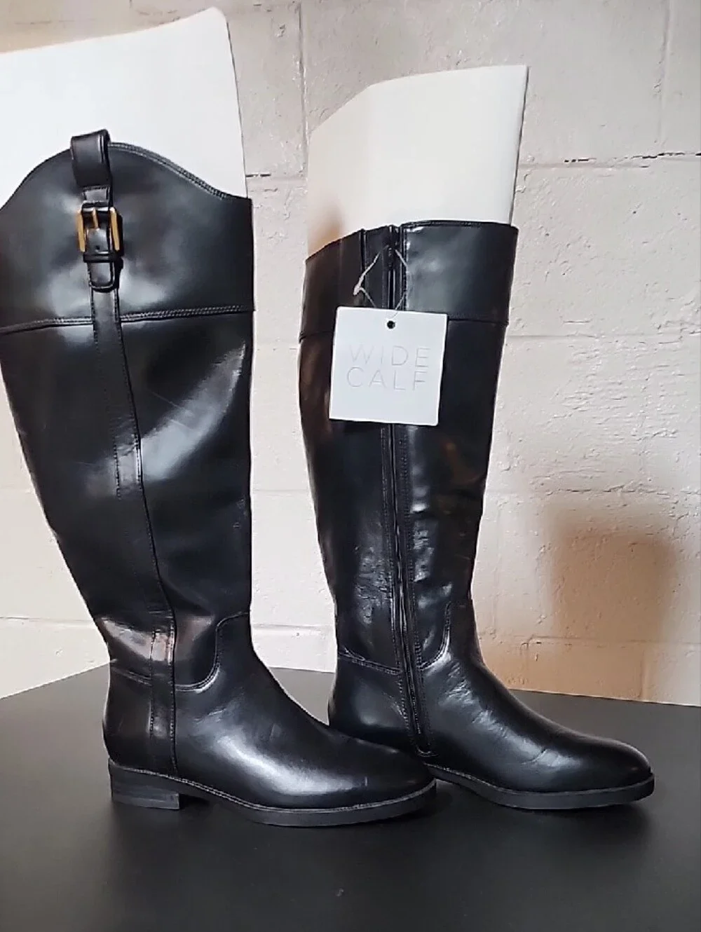 Vionic Philipa Black Over-the-Knee Wide Calf Leather Boots